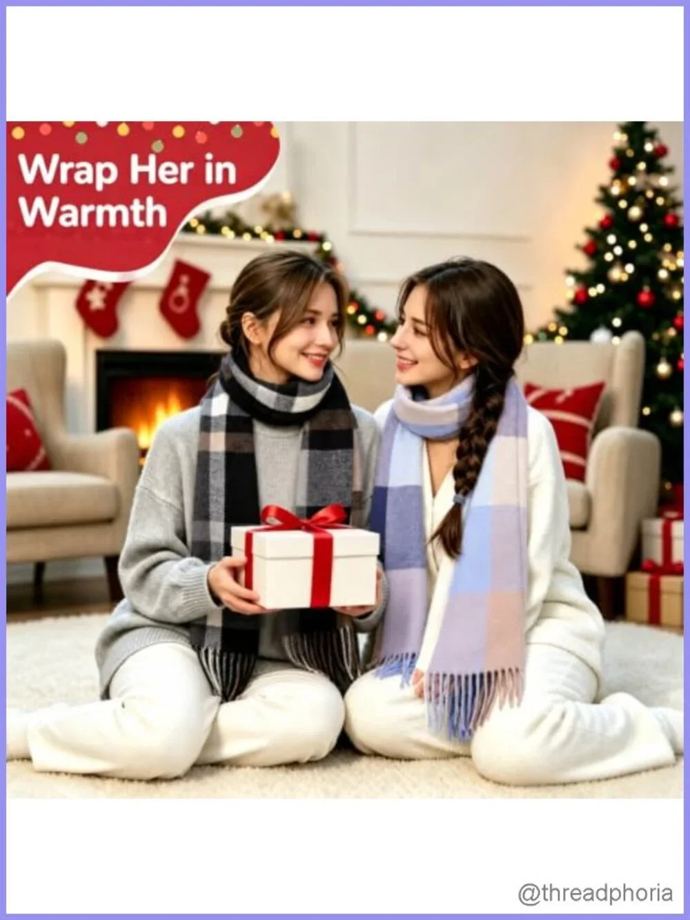 Ultra Soft Plaid Shawl Wrap Scarf for Women, Tasseled Winter Scarf